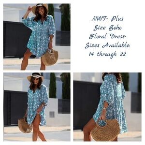NIP- Plus Size Boho Floral Dress